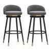 Set of 2 Velvet Swivel Counter Stools with Backrests view 1