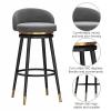 Set of 2 Velvet Swivel Counter Stools with Backrests view 2