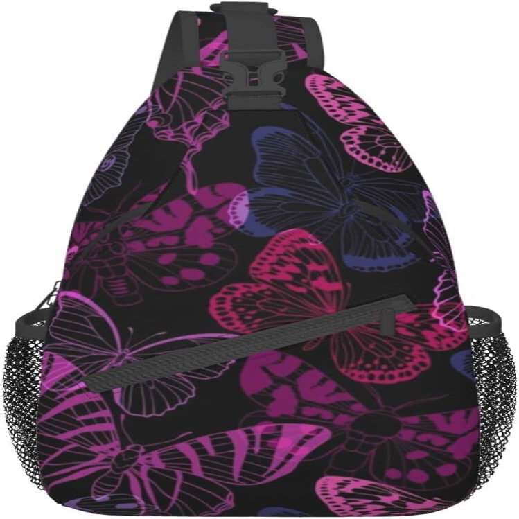 fifbird Butterfly Print Crossbody Backpack, Pink, One Size