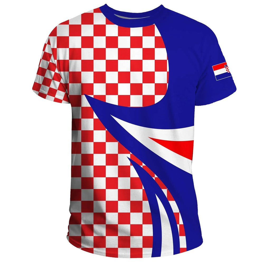 YuanDiann 2024 Croatia European Cup Soccer Fan T-Shirt, Short Sleeve, Quick-Dry, Breathable, Sizes 100–6XL