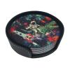 Funny Astronaut Dinosaur Rocket Printed Leather Coasters, Set of 6 with Holder view 1