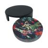 Funny Astronaut Dinosaur Rocket Printed Leather Coasters, Set of 6 with Holder view 3