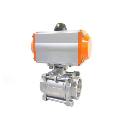 3" Stainless Steel Pneumatic Ball Valve, Female Thread, Double-Acting, 3-Piece
