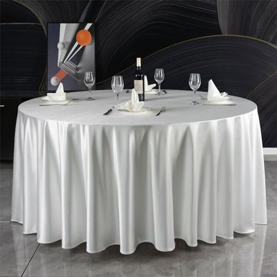 Lukery Washable Round Satin Tablecloth, Thickened Polyester, White, 260 cm