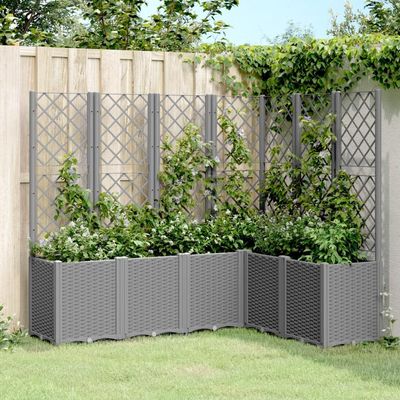 LAPOOH Planter Box with Trellis, Light Gray, 160 x 120 x 140 cm, PP