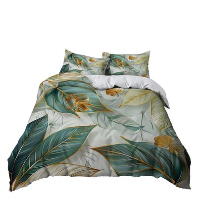Bedding Set 135x200 cm, Luxurious Gold Leaf Theme, Soft Microfiber