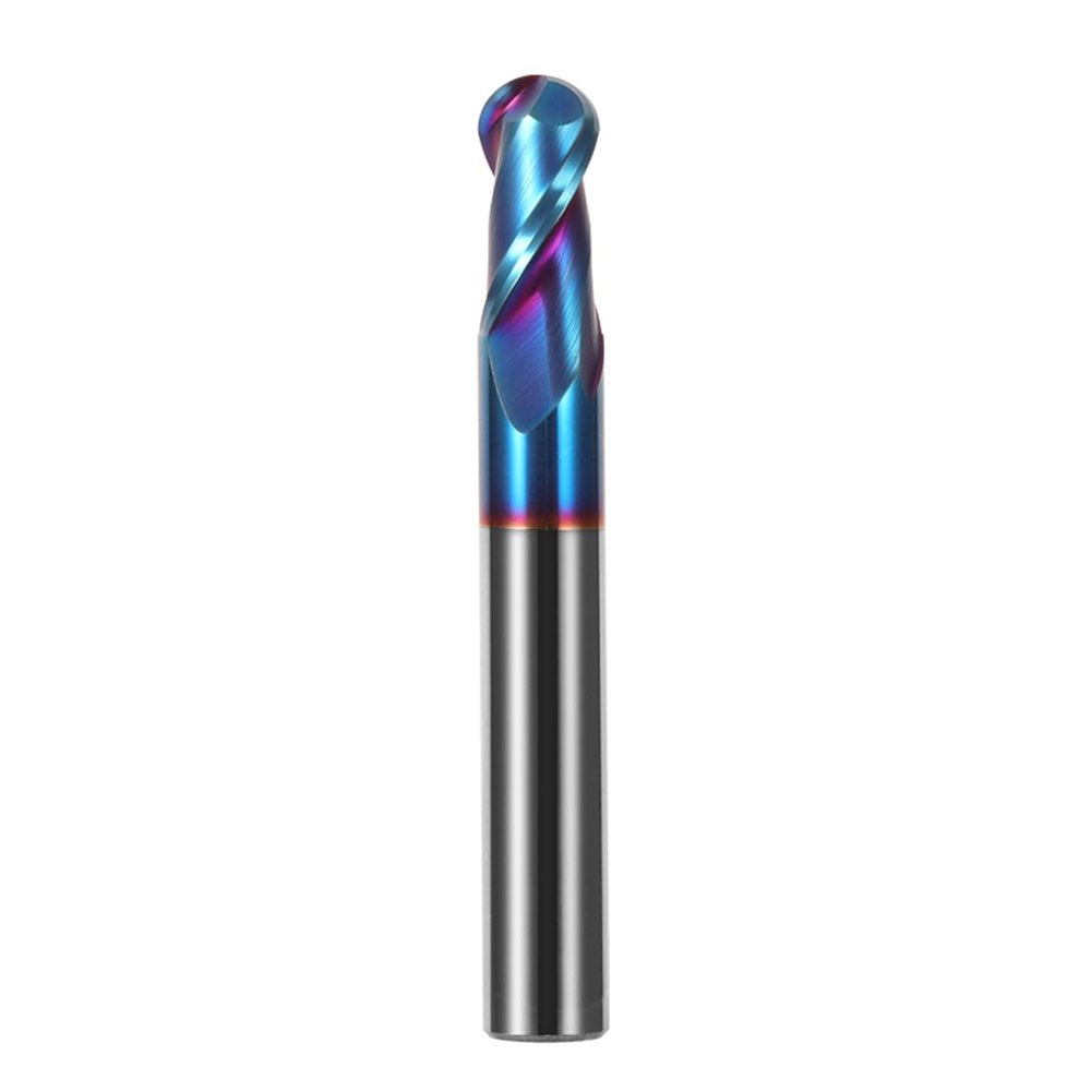 1 pc HRC65 Carbide Ball-Nose End Mill, 2-Flute, R0.5–R6, 50L/100L
