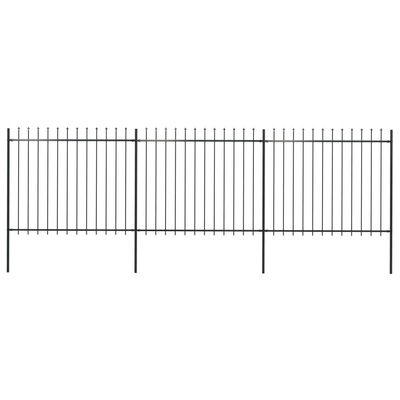 LAPOOH Garden Fence with Spear Points, Steel, 5.1 x 1.5 m, Black