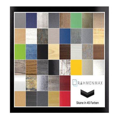 RahmenMax Skane Picture, Poster and Puzzle Frame 24 x 32 cm, Glossy Black, 32 x 24 cm, White Backing and Anti-Glare Acrylic Glass