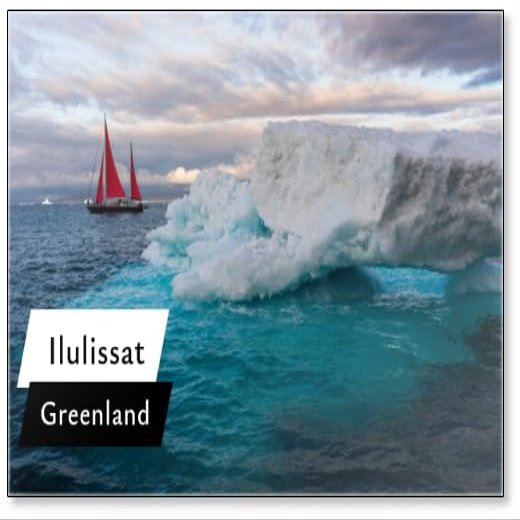 Refrigerator Magnet: Iceberg with Red Sailboat in Ilulissat, Greenland