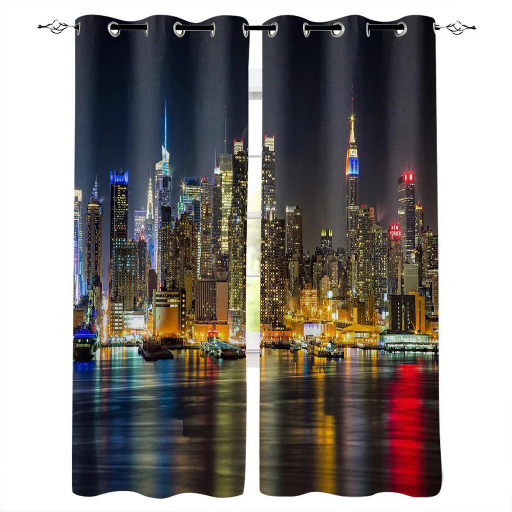 SJSXWQN New York City Blackout Curtains, 2-Piece Set, 260 x 140 cm