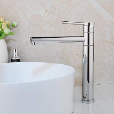Chrome-Finish Basin Faucet, Hot and Cold Water Mixer, Deck-Mount
