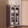 Kitchen Cabinet Organizer, Narrow Countertop Shelf with Glass Doors, Adjustable Shelves, for Spices, Pots and Pans (Black, 101.5 x 44 x 127.5 cm) view 1