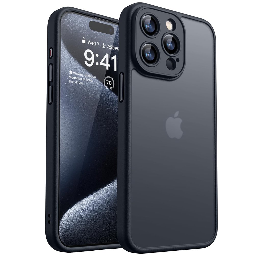 CANSHN iPhone 15 Pro Case with Camera Protection, Black