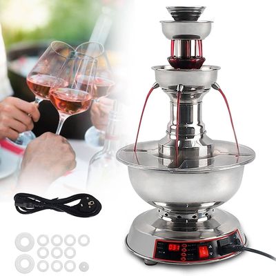 DPLXQPP 3-Tier Wine Fountain Machine, 0–100°C Temperature-Controlled, Stainless Steel, 220V