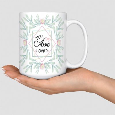 Wodevor "You Are Loved" Coffee Mug, White, Seasonal Wreaths, Ceramic, 425 ml