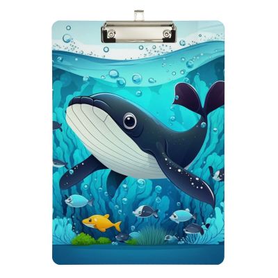 Blue Small Fish Clipboards, Flat A4/Letter-Size Clipboards, 31.8 x 22.9 cm, Silver Clip