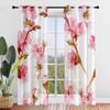 Odot Sheer Voile Curtains with Plum Blossom Print, Grommet Top, 2-Piece Set, 132 x 213 cm view 1