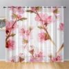 Odot Sheer Voile Curtains with Plum Blossom Print, Grommet Top, 2-Piece Set, 132 x 213 cm view 2