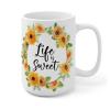 Life Is Sweet Coffee Mug, White Floral Wreath, Ceramic, 425 ml view 2