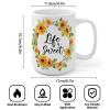 Life Is Sweet Coffee Mug, White Floral Wreath, Ceramic, 425 ml view 3