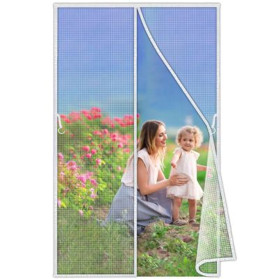 Magnetic Insect Screen Door 180 x 185 cm, Self-Closing Mosquito Net, No Drilling, White