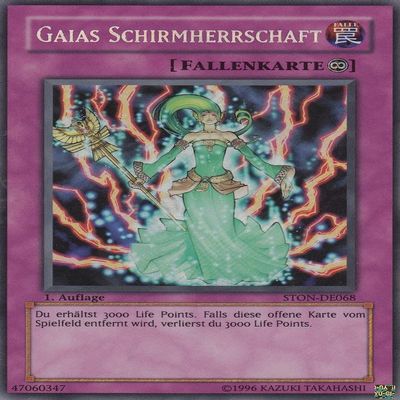 STON-DE068 - Gaia's Blessing - Secret Rare - German - Strike of Neos - with LMS Trading Field Center Card
