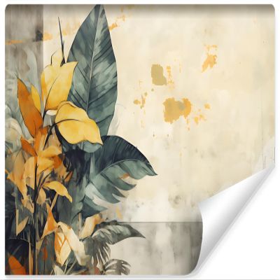 Muralo Non-Woven 3D Photo Wallpaper, Watercolor Tropical Leaves - 400 x 280 cm