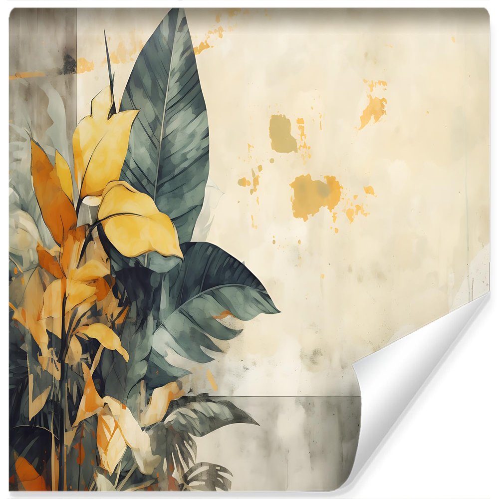 Muralo Non-Woven 3D Photo Wallpaper, Watercolor Tropical Leaves - 400 x 280 cm