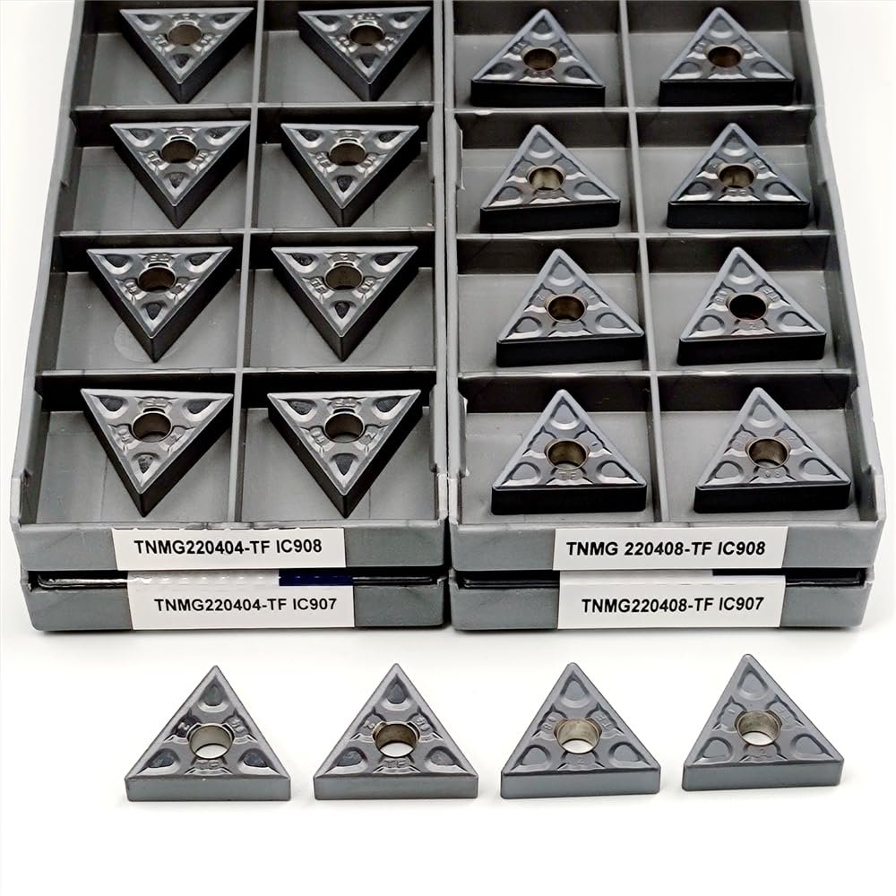 10-Piece TNMG220404/TNMG220408-TF IC907/IC908 CNC External Carbide Turning Inserts
