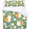 Luoweisi Cats and Daisies Duvet Cover Set, Queen Size, Microfiber view 1