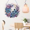 CXINLky DIY 5D Diamond Painting Butterfly Door Wreath Hanger with Chain, Flower-02 view 2