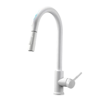 Pull-Out Smart Touch Kitchen Faucet, Induction, Hot and Cold Water, Porcelain White
