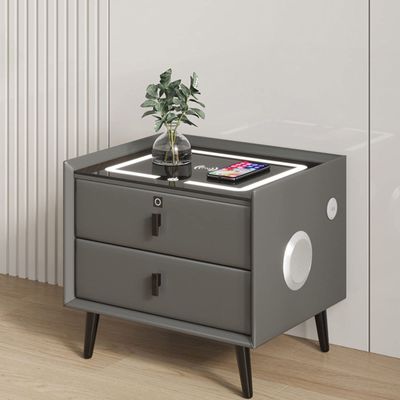 Smart Charging Nightstand with 3 Drawers, USB Ports and 3-Color LED Light, Pink