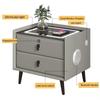 Smart Charging Nightstand with 3 Drawers, USB Ports and 3-Color LED Light, Pink view 2