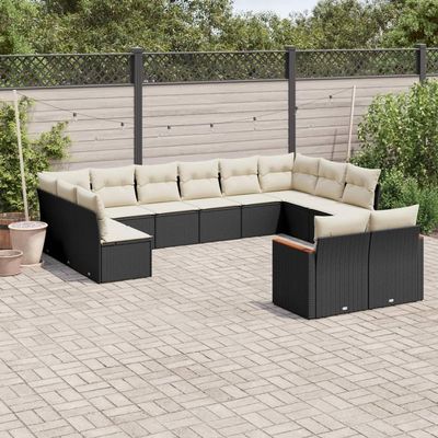 Homgoday Black PE Rattan Garden Sofa Set, Model 3226441