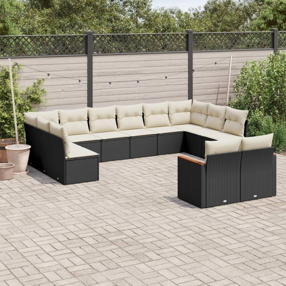 Homgoday Black PE Rattan Garden Sofa Set, Model 3226441