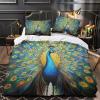 ZHUICHENG Peacock 3-Piece Bedding Set, 3D-Printed Microfiber Duvet Cover with Zipper view 2