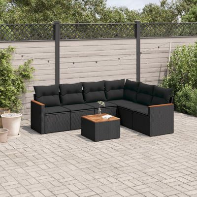Homgoday Outdoor Sofa Set, Corner Sofa, Black PE Rattan, 62 x 62 x 69 cm - UV-Resistant and Waterproof, Model 3226006
