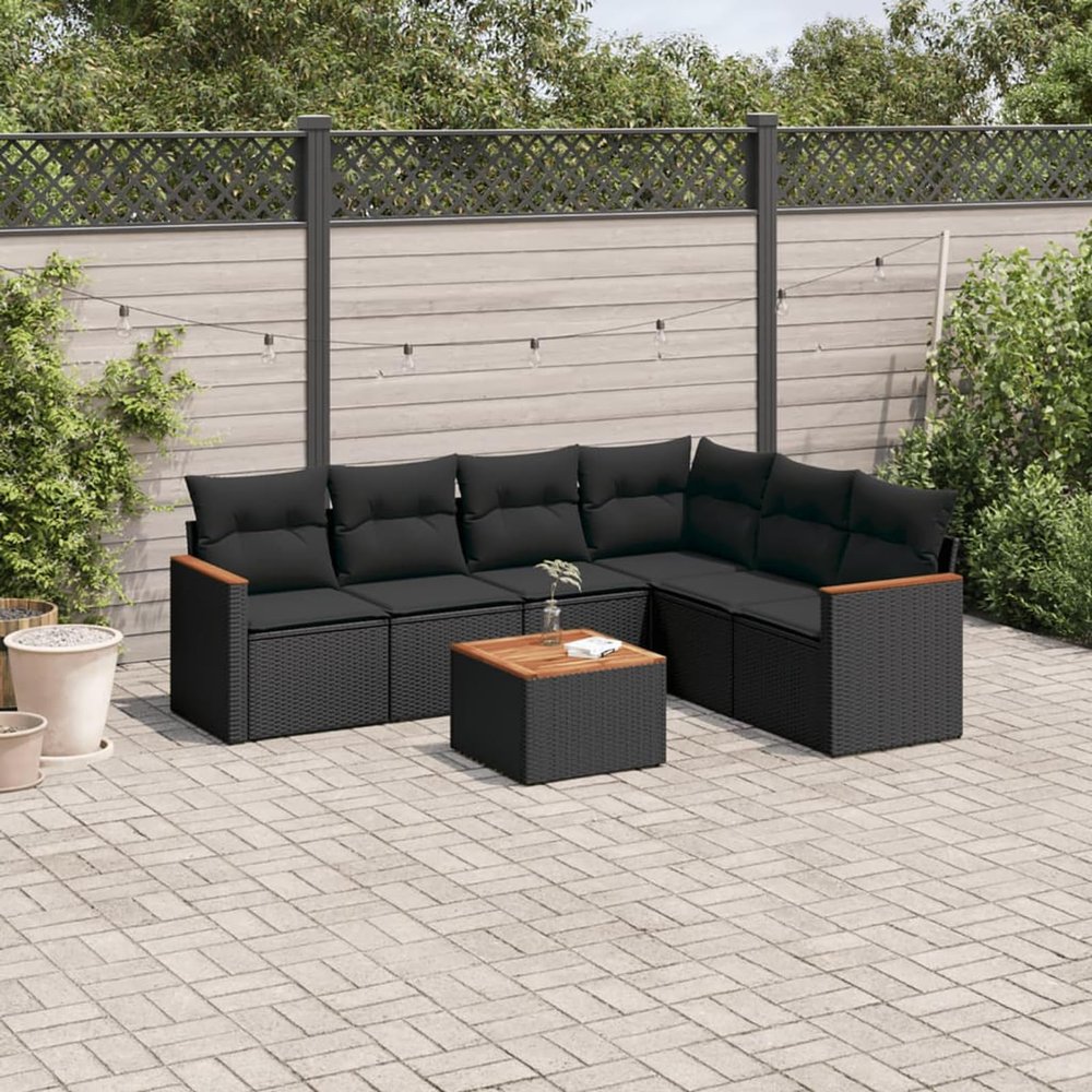 Homgoday Outdoor Sofa Set, Corner Sofa, Black PE Rattan, 62 x 62 x 69 cm - UV-Resistant and Waterproof, Model 3226006