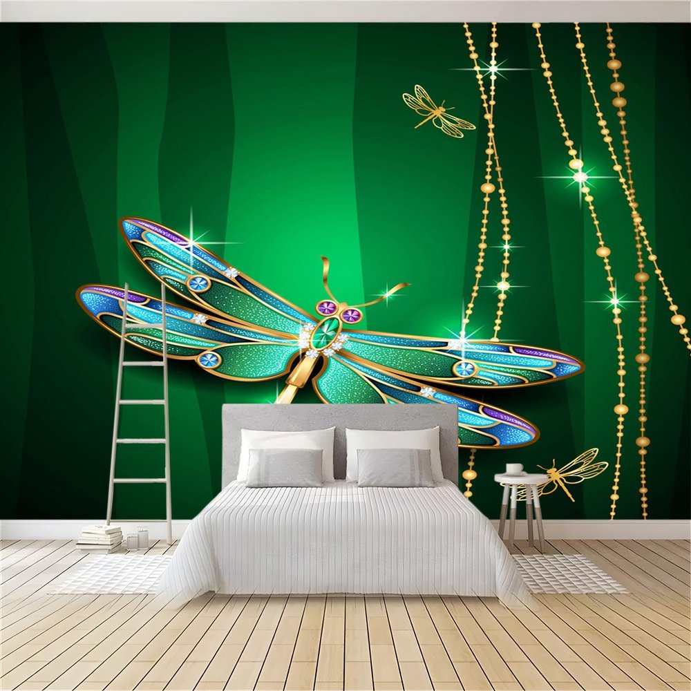 3D Nonwoven Dragonfly Metal Photomural, 350 x 256 cm