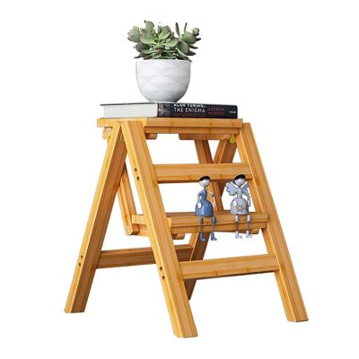 2-Step Folding Wooden Ladder Stool