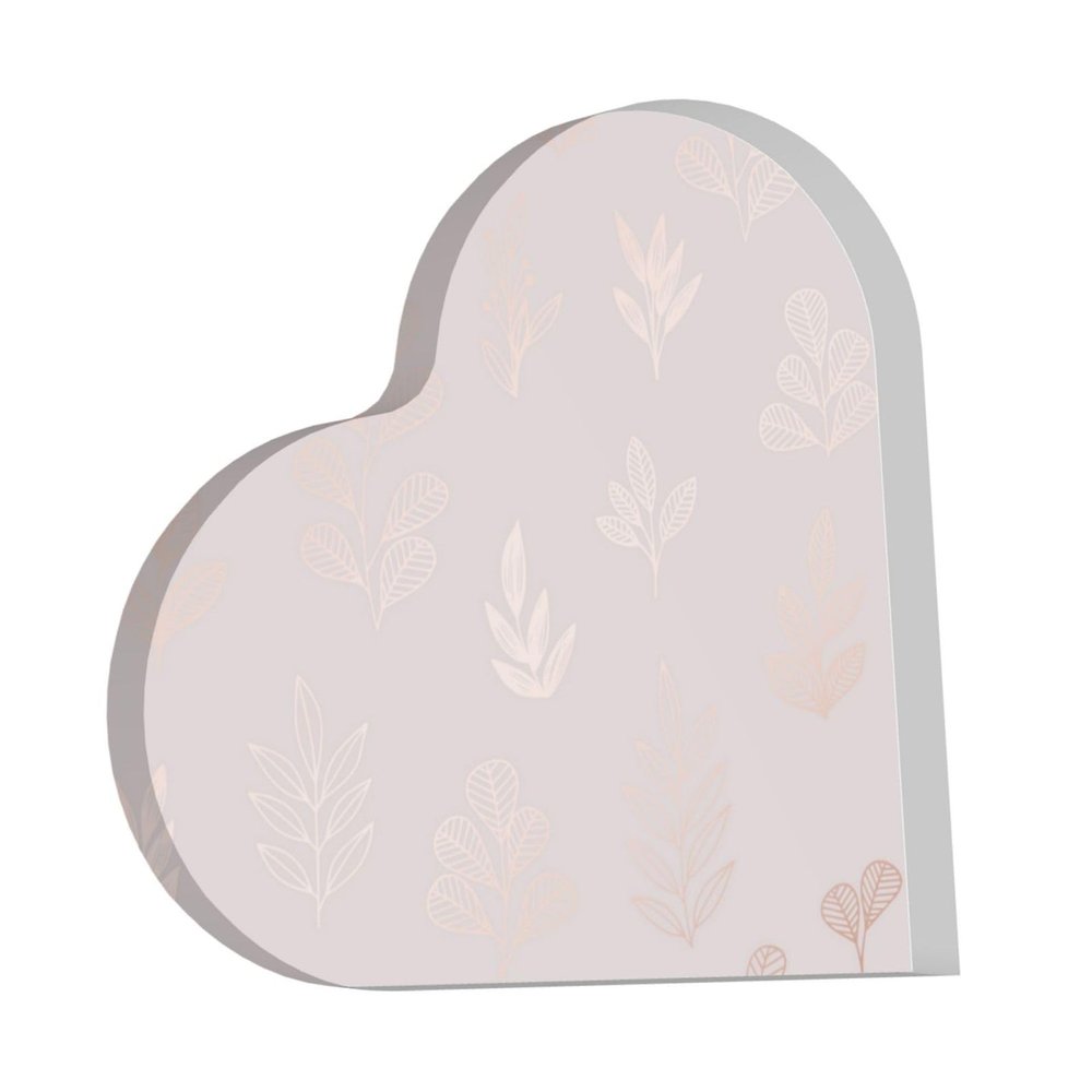 Rose Gold Printed Heart-Shaped Acrylic Decoration and Keepsake Plaque