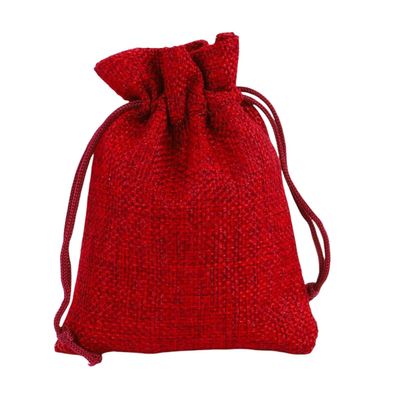 10-Pack Linen-Look Drawstring Gift Bags, Burgundy, 9 x 12 cm