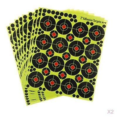2 x 160 Self-Adhesive Paper Targets, 5 cm, Reactive Splatter Targets for Archery and Hunting Practice, High-Visibility Fluorescent Yellow, with Cover Patches