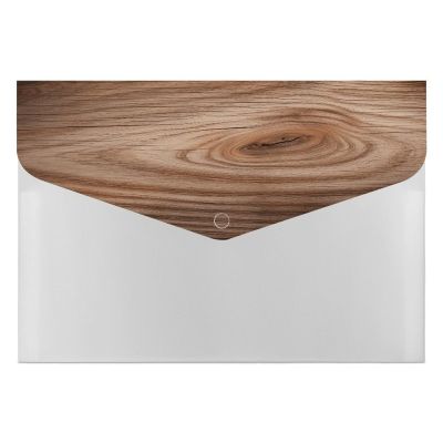 Wood-Grain Print Document Organizer, Portable File Folder with Snap Closure