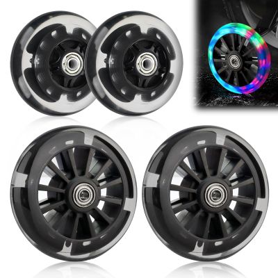 LED Scooter Wheels, 2 Pairs, 80 mm/120 mm, ABEC-7 Bearings, Black
