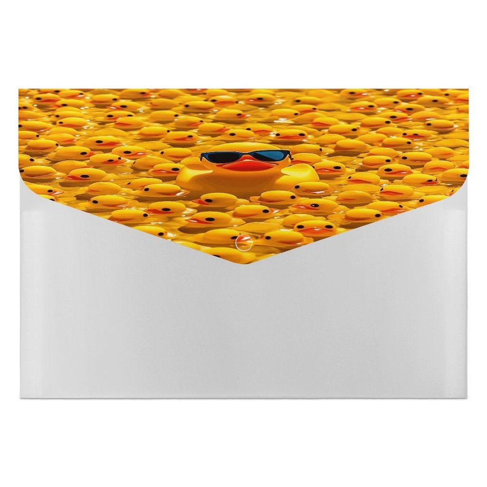 Document Organizer with Yellow Rubber Duck and Sunglasses Print