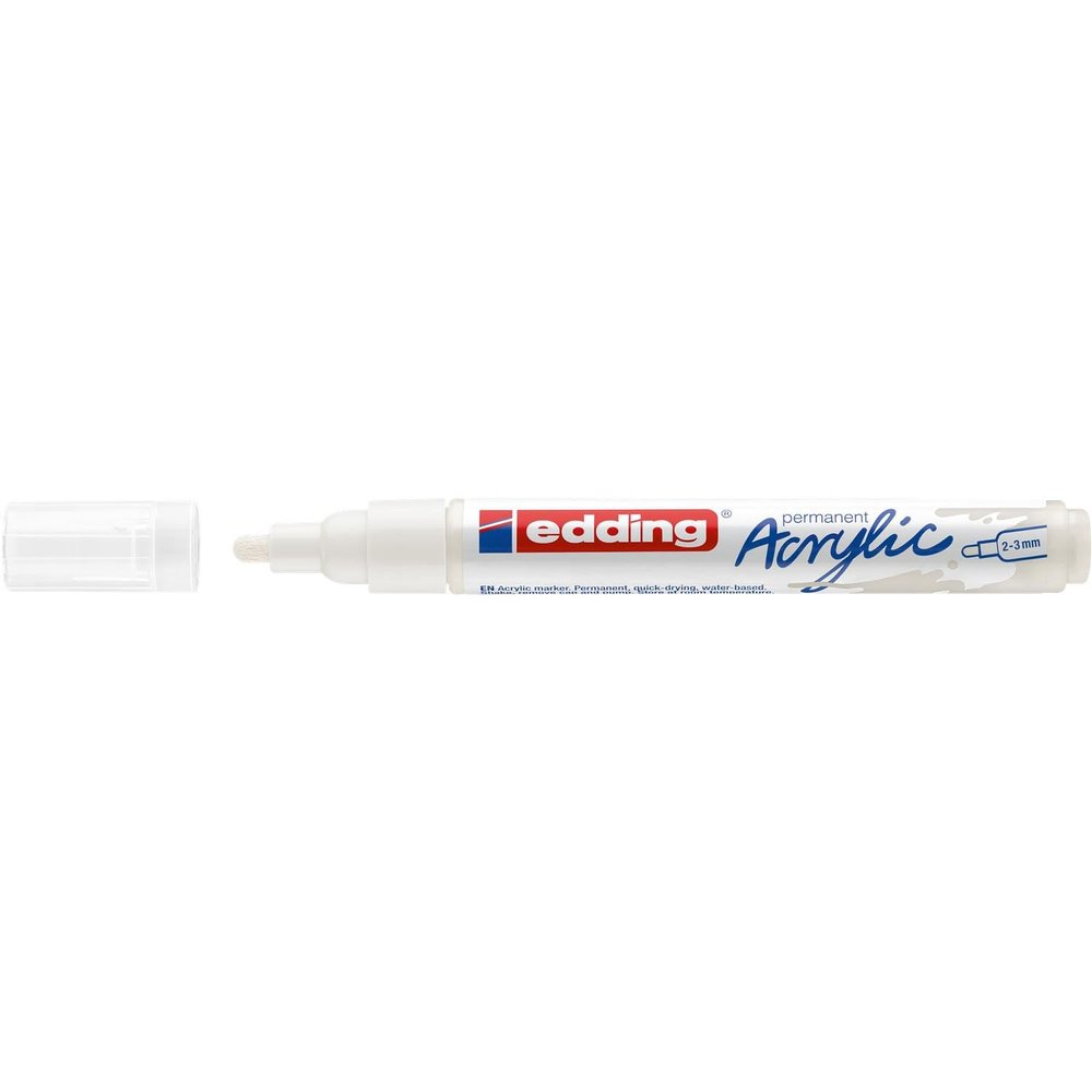 Edding 5100 Acrylic Marker, Traffic White, Medium Tip, 2–3 mm, 10-Pack