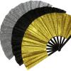 LUOFENG Glitter Folding Hand Fan with Storage Bag and Strap view 4